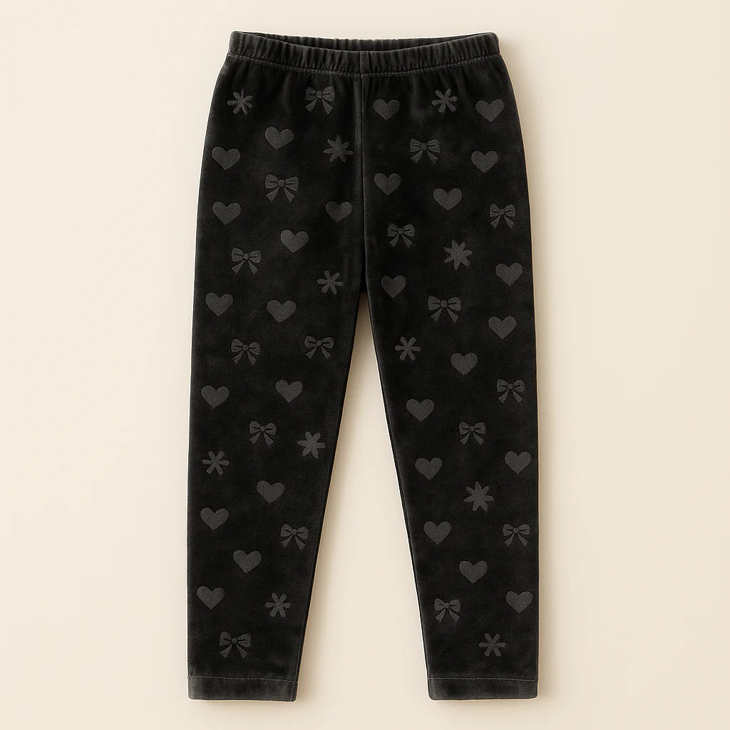 Kids Velvet Tights Heart Dark Grey - Sunshine
