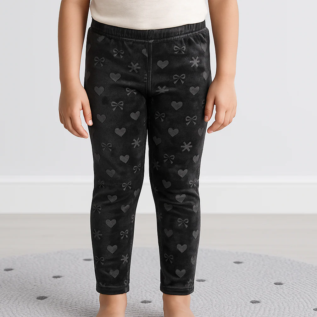 Kids Velvet Tights Heart Dark Grey - Sunshine - Image 2