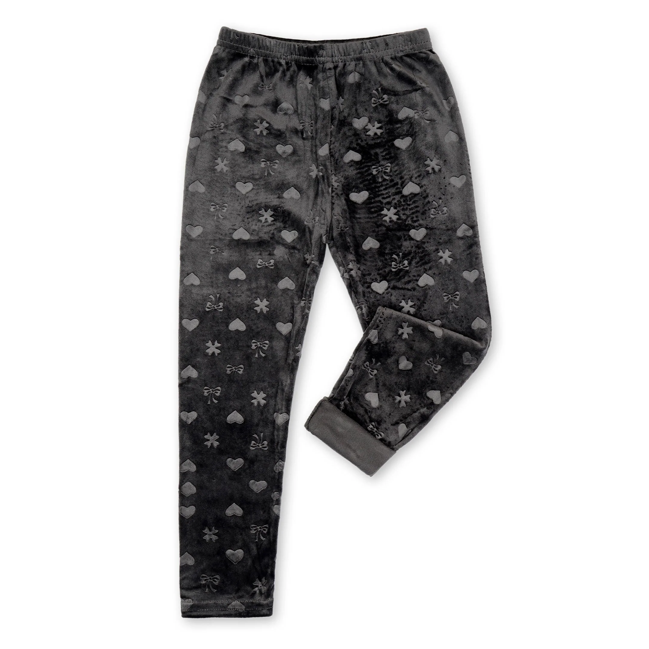 Kids Velvet Tights Heart Dark Grey - Sunshine - Image 4