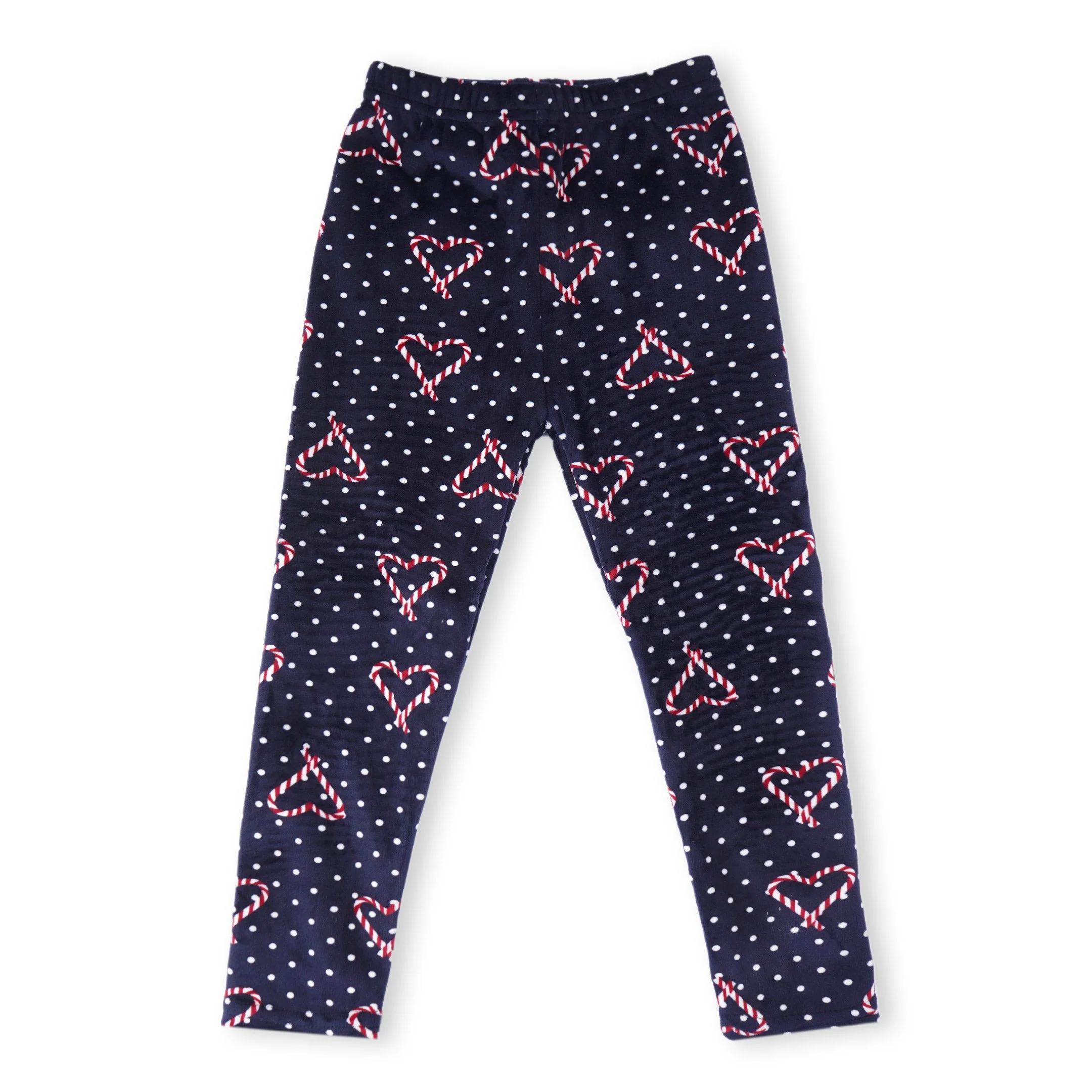 Kids Velvet Fleece Tights Hearts Polka Dots - Sunshine - Image 3