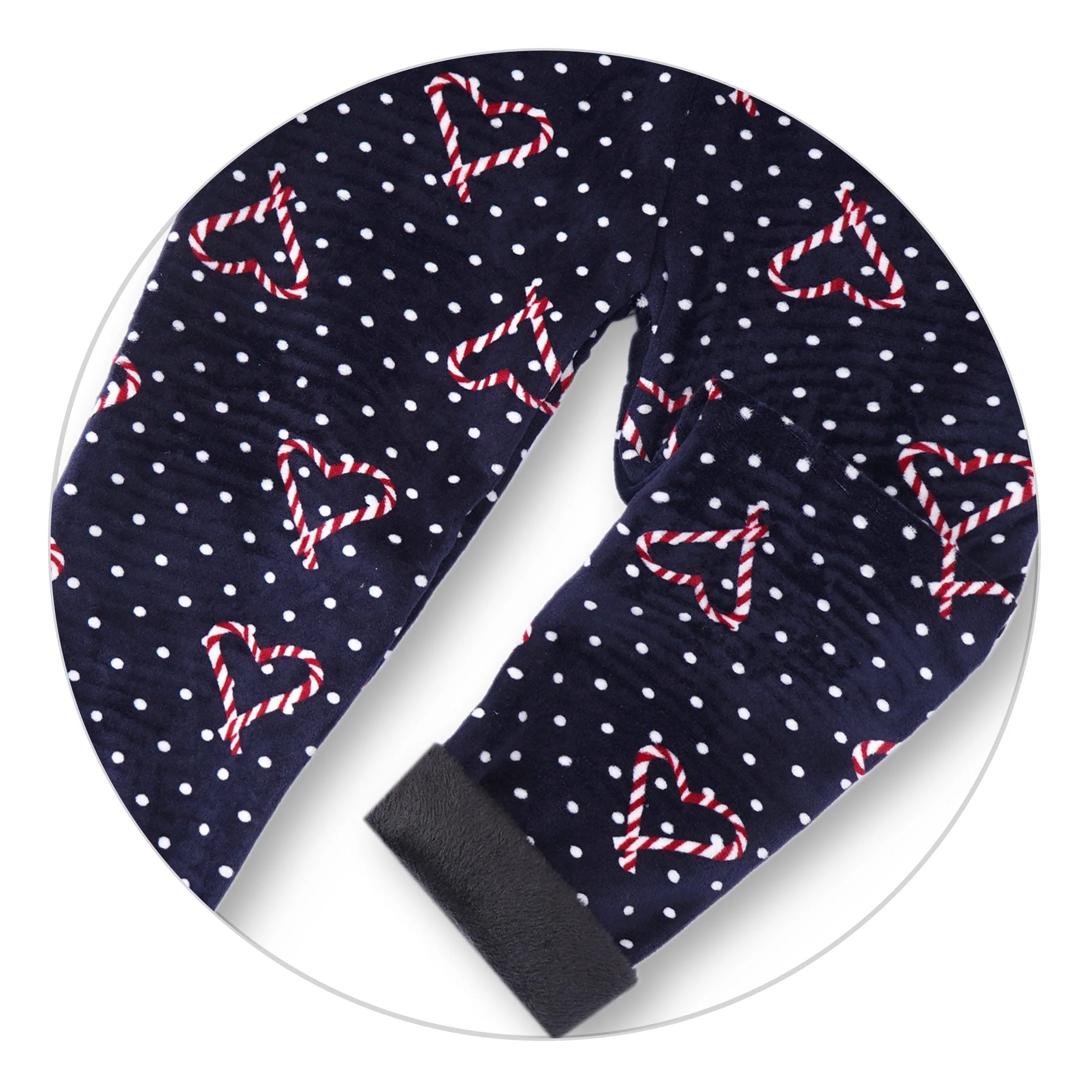Kids Velvet Fleece Tights Hearts Polka Dots - Sunshine - Image 5