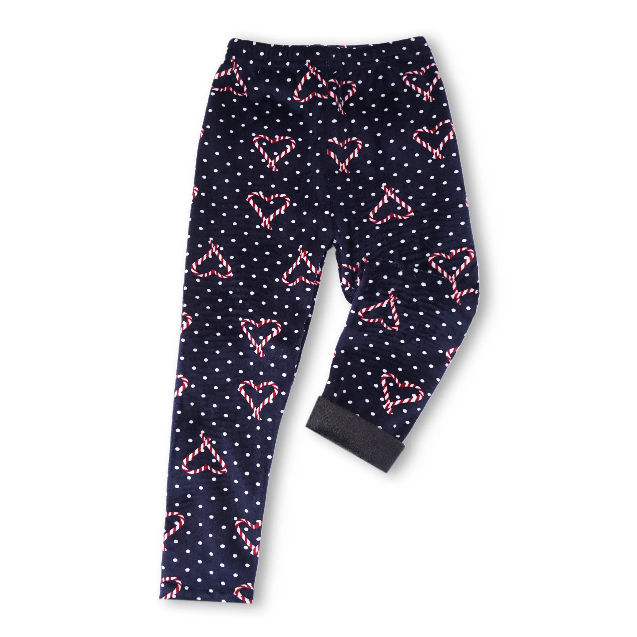 Kids Velvet Fleece Tights Hearts Polka Dots - Sunshine - Image 6