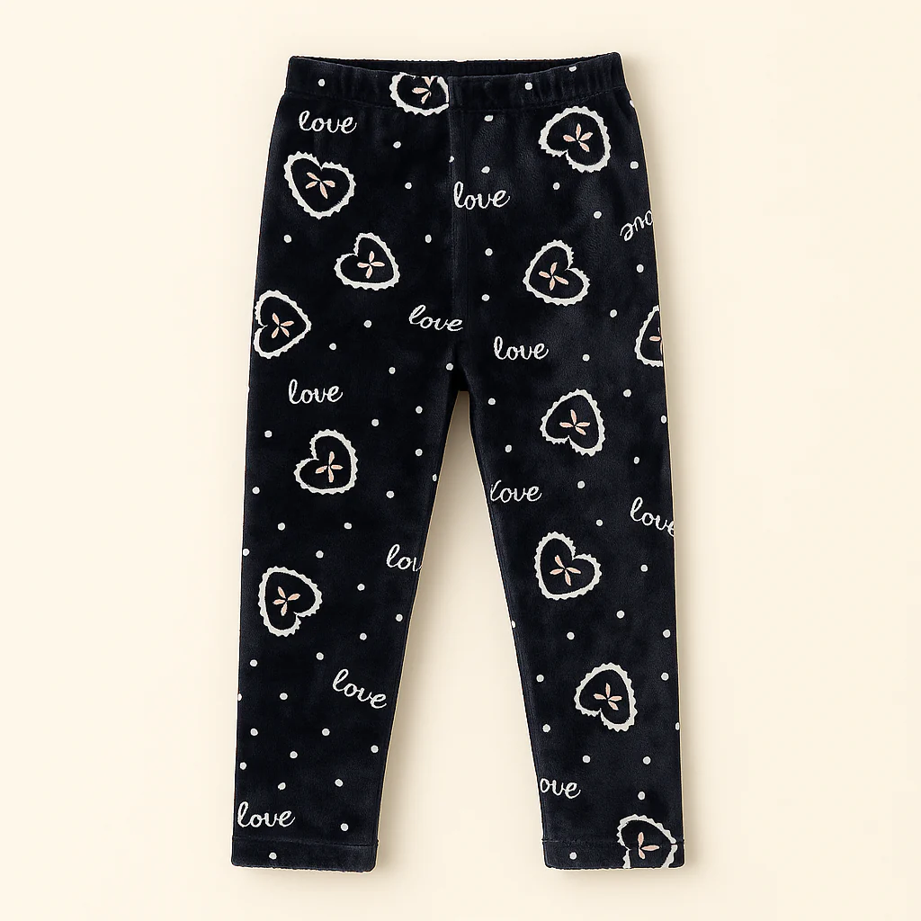 Kids Velvet Tights Love Black - Sunshine