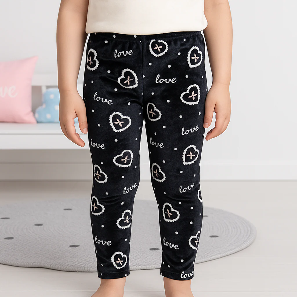 Kids Velvet Tights Love Black - Sunshine - Image 2