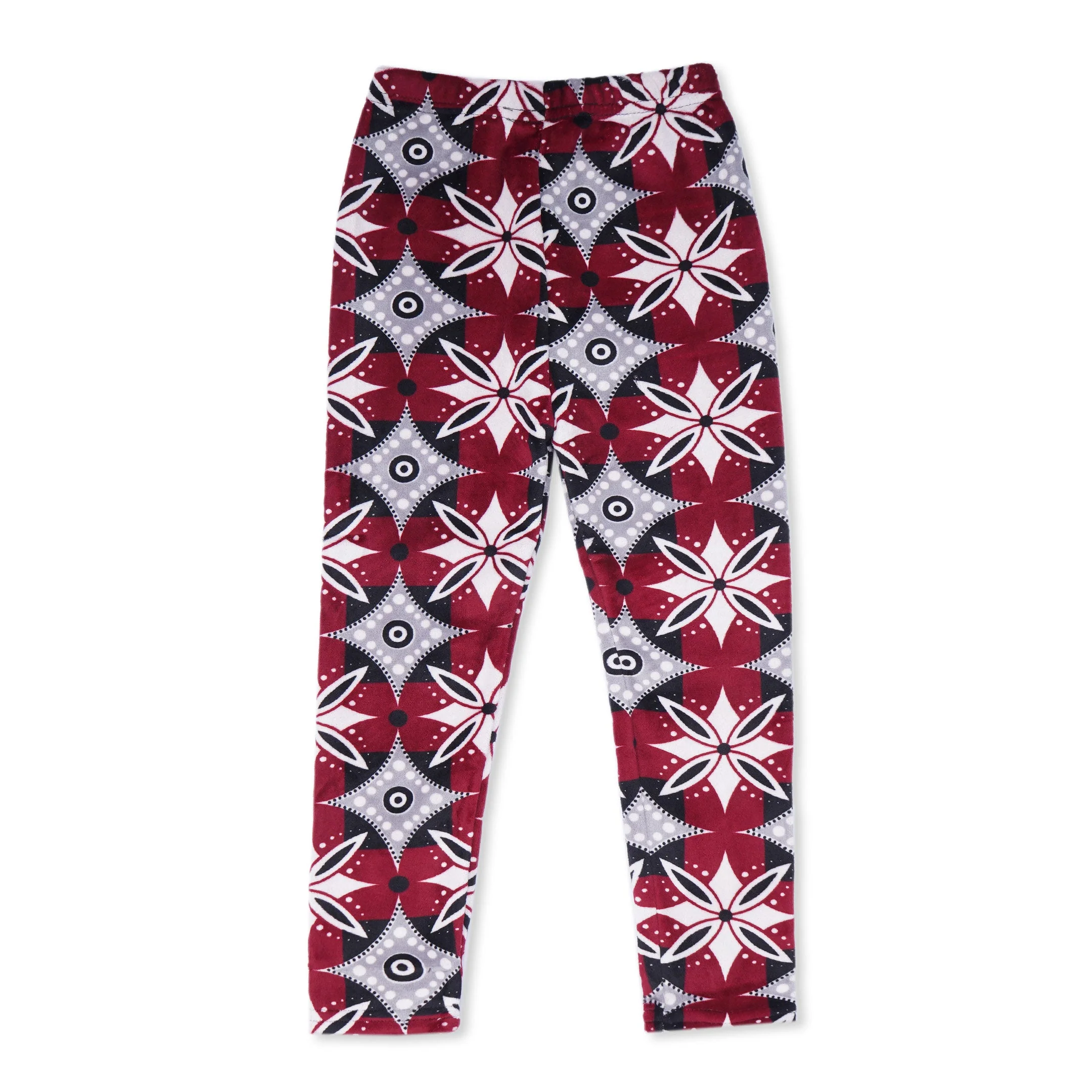Kids Velvet Tights Maroon Flowers - Sunshine - Image 3