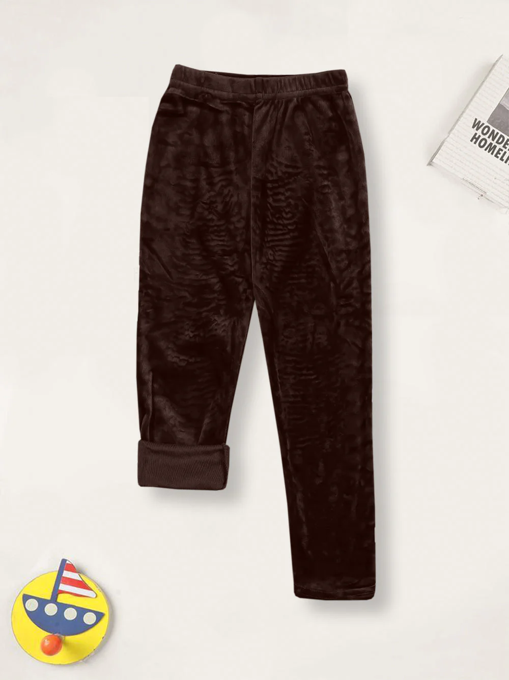 Kids Velvet Tights Plain Brown - Sunshine - Image 3