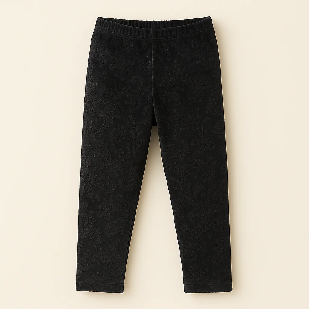 Kids Velvet Tights Printed Black - Sunshine