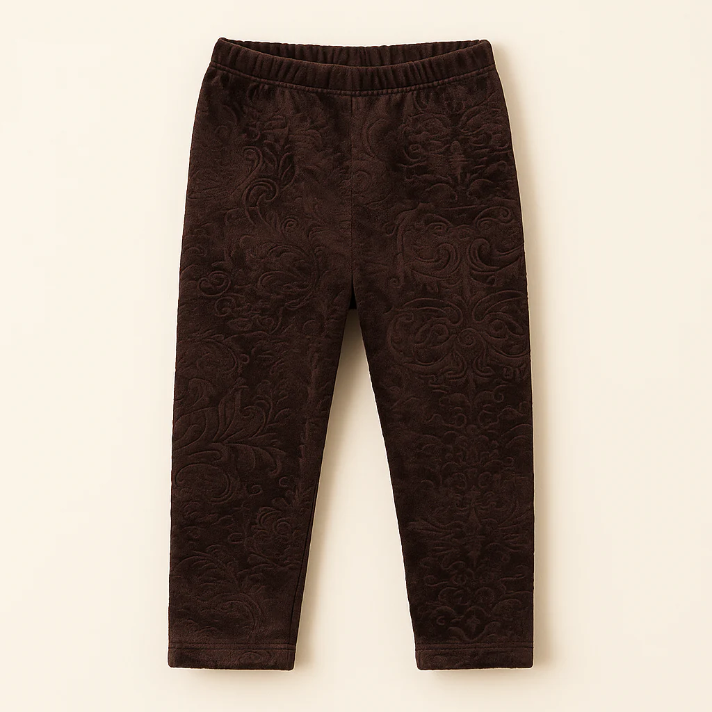 Kids Velvet Tights Printed Brown - Sunshine