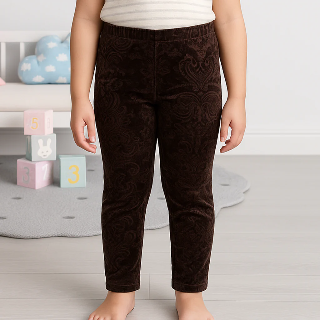 Kids Velvet Tights Printed Brown - Sunshine - Image 2
