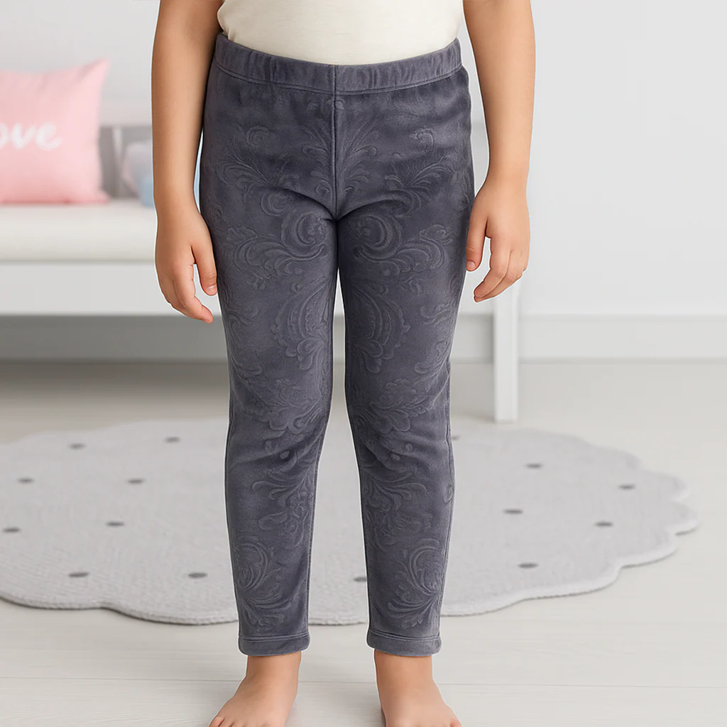 Kids Velvet Tights Printed Grey - Sunshine - Image 2