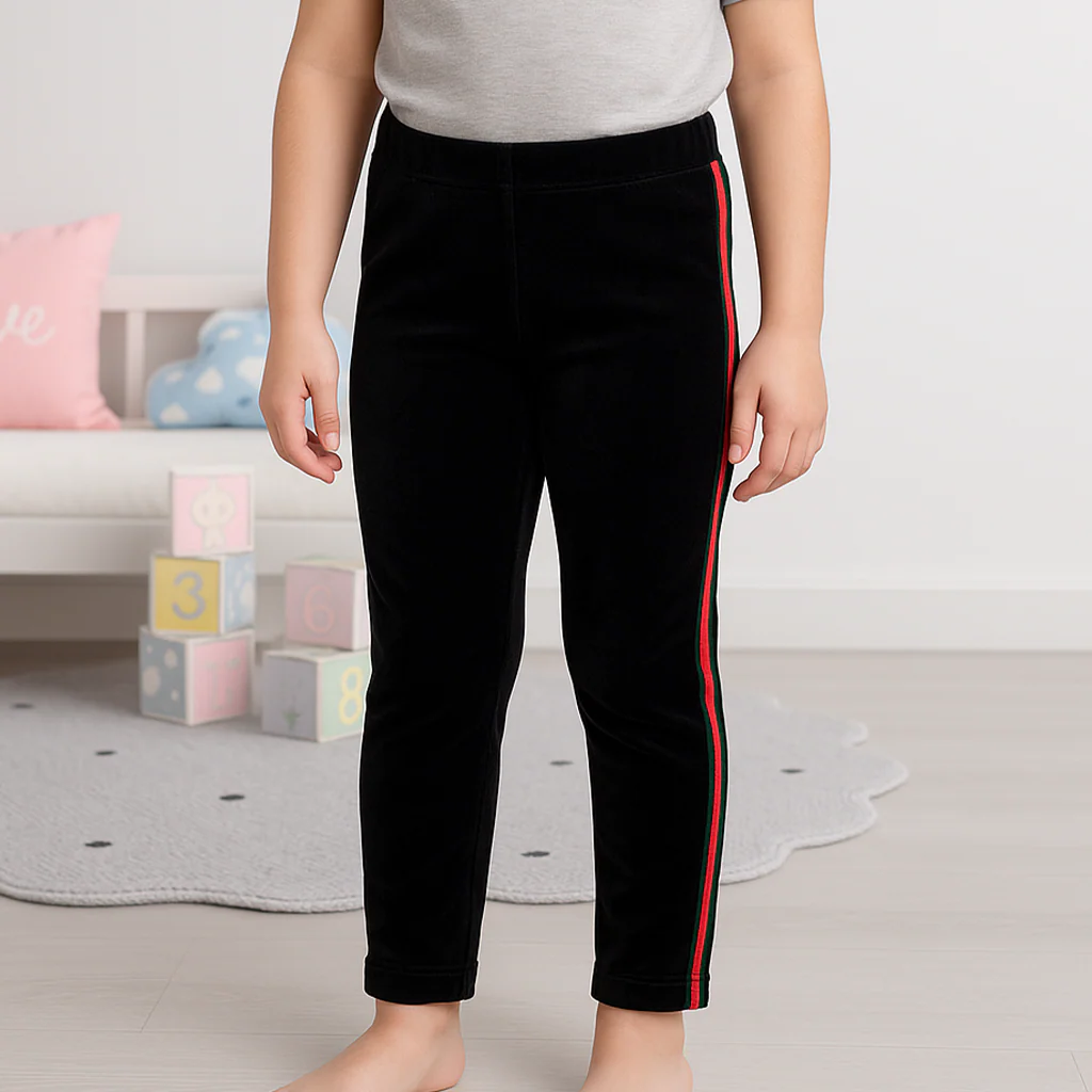 Kids Velvet Tights Printed Red & Green - Sunshine - Image 2