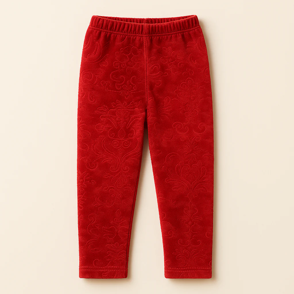 Kids Velvet Tights Printed Red - Sunshine