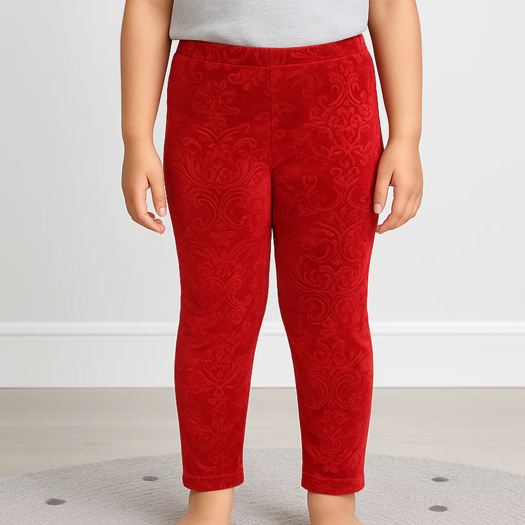 Kids Velvet Tights Printed Red - Sunshine - Image 2