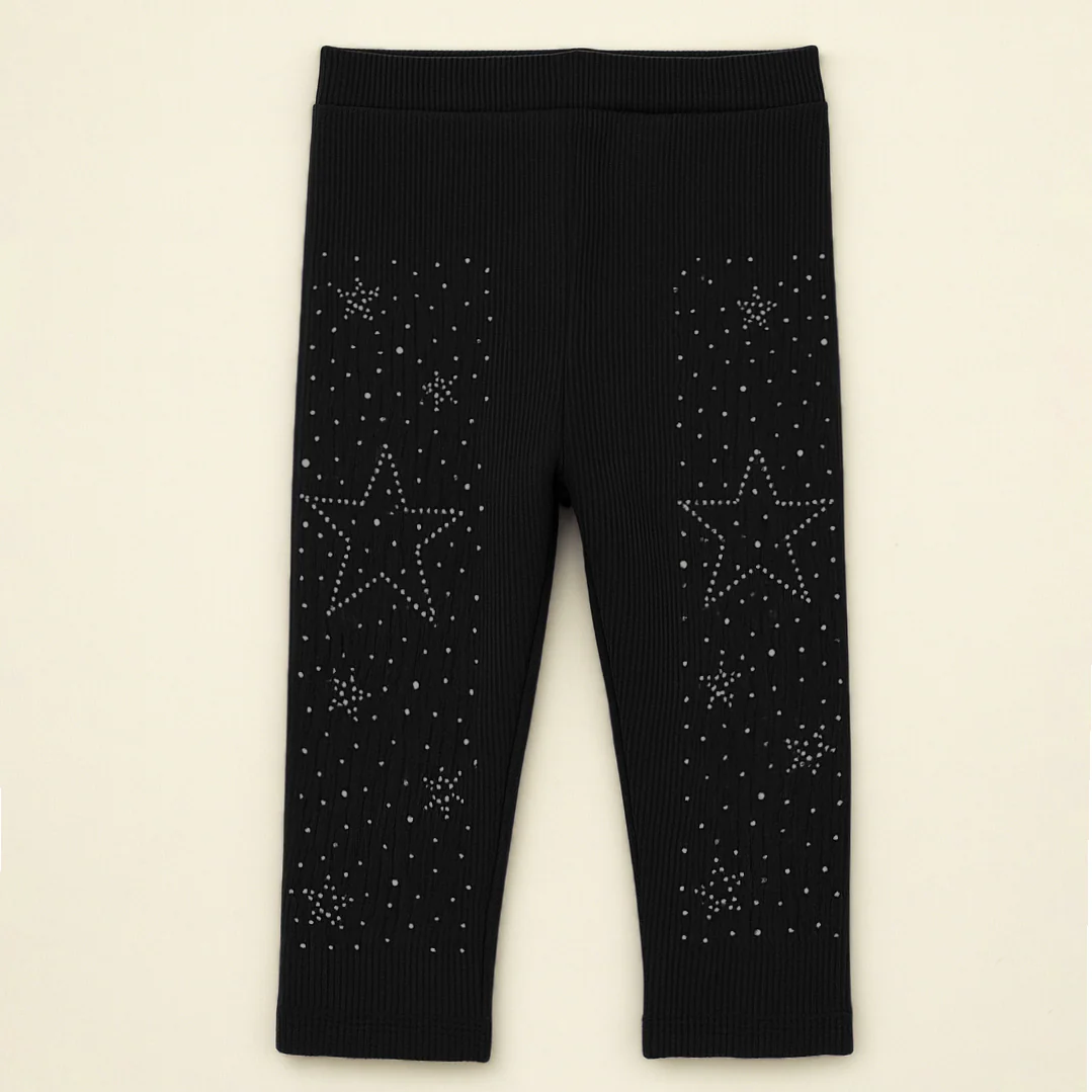 Kids Velvet Tights Star Black - Sunshine