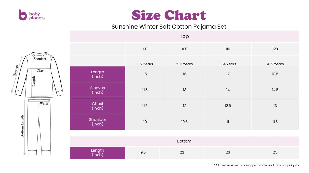 Kids Warm Pajama Set Bear Off White & Purple - Sunshine - Image 3