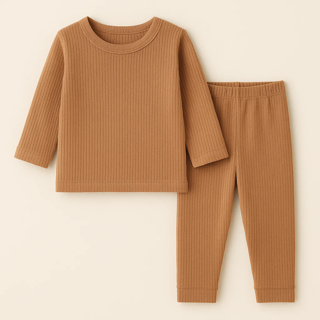 Kids Warm Soft Cotton Premium Ribbed Innerwear Brown Lvs - Sunshine