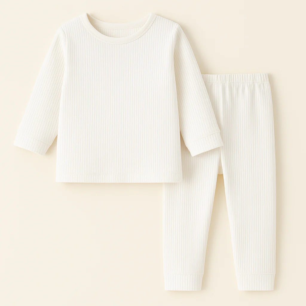 Kids Warm Soft Cotton Premium Ribbed Innerwear White Lvs - Sunshine