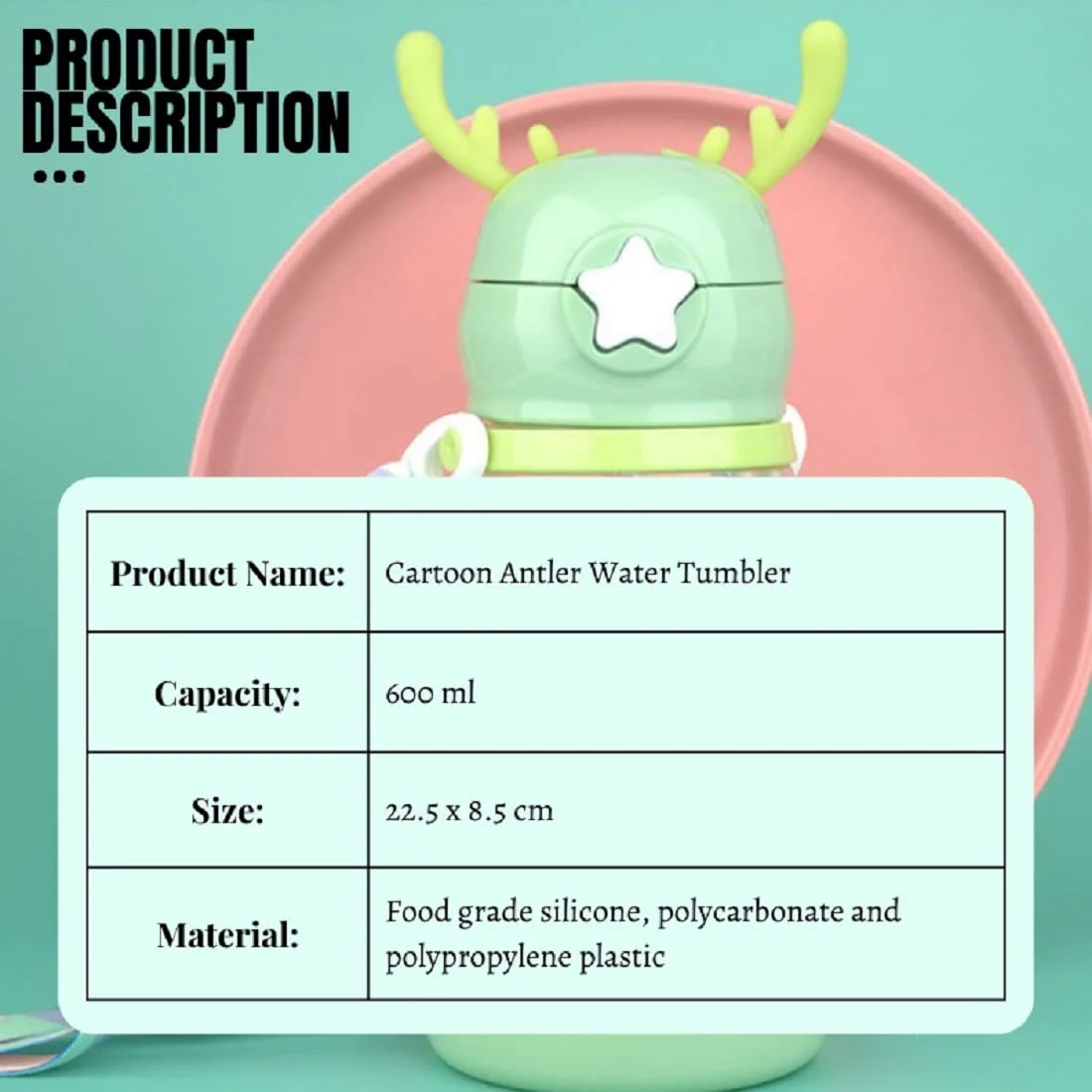 Kids Water Bottle Deer Green 500Ml - Sunshine - Image 4