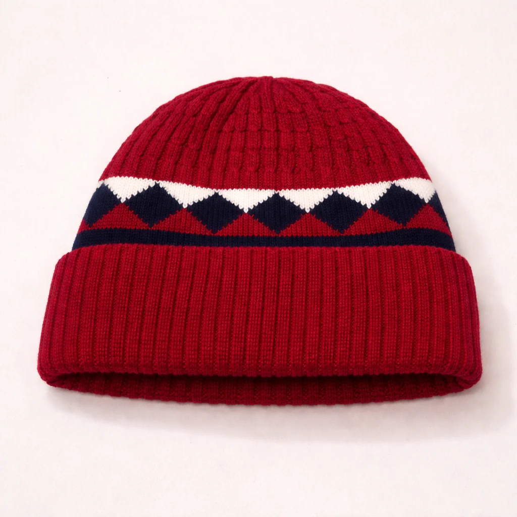Kids Woolen Cap Pattern Red - Sunshine