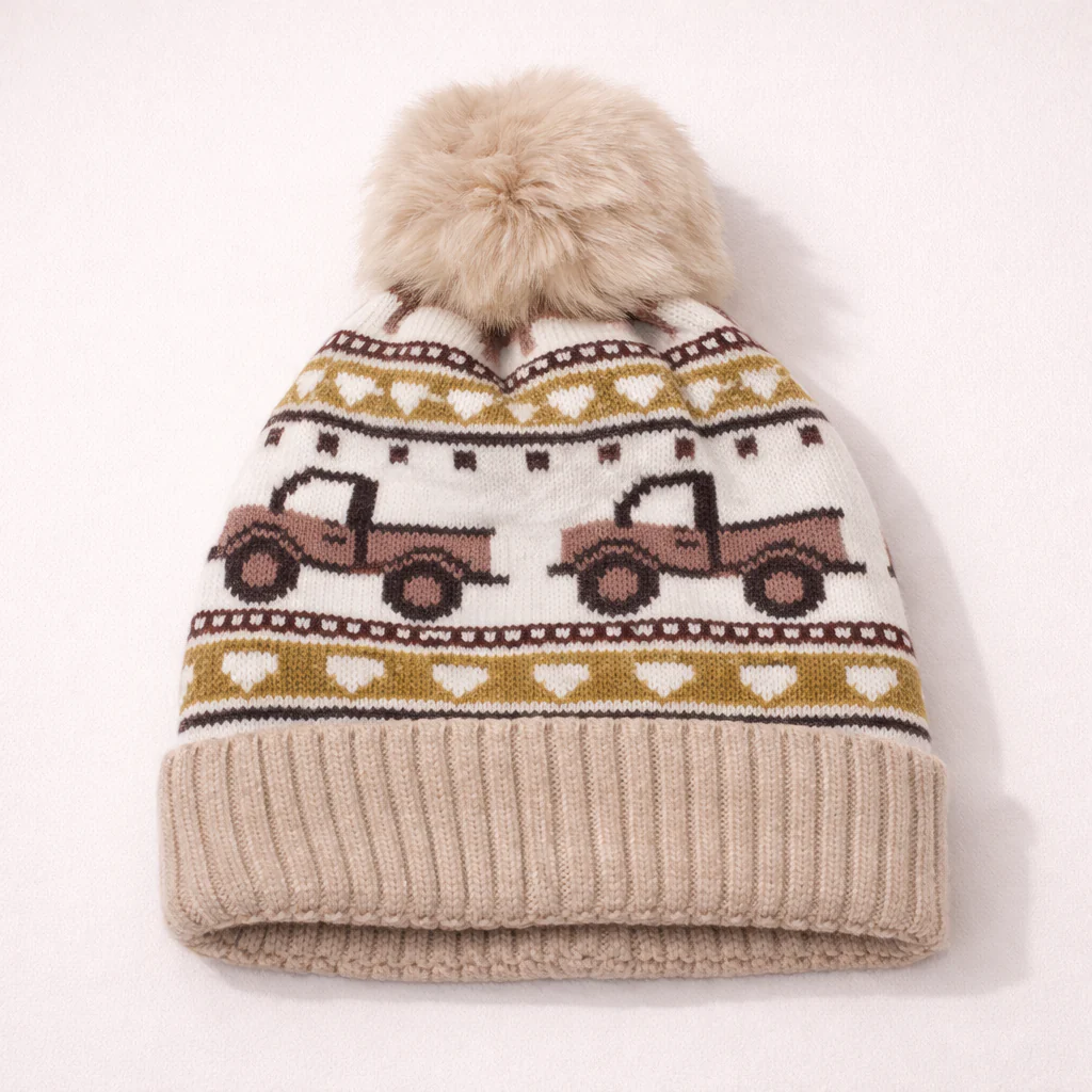 Kids Woolen Cap Truck Beige - Sunshine