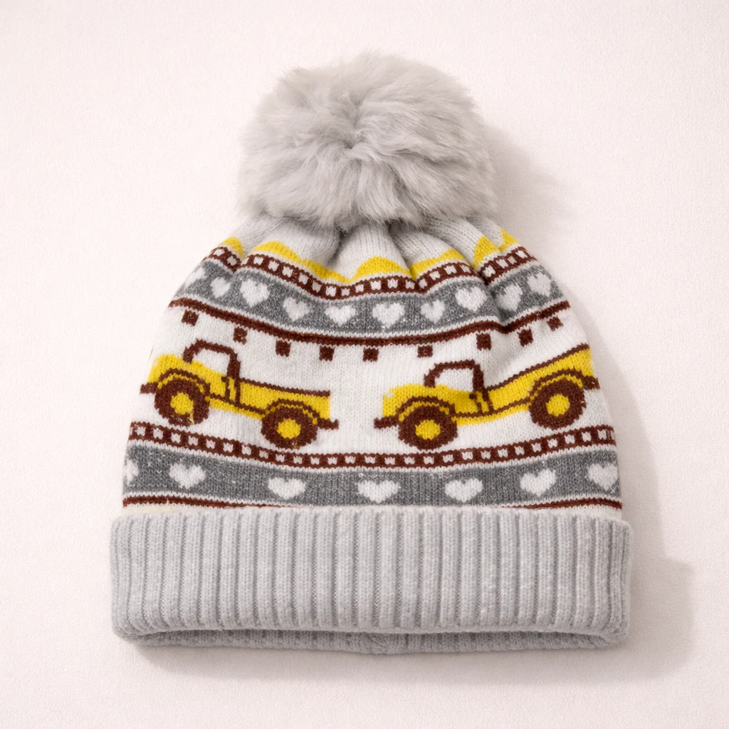 Kids Woolen Cap Truck Grey - Sunshine