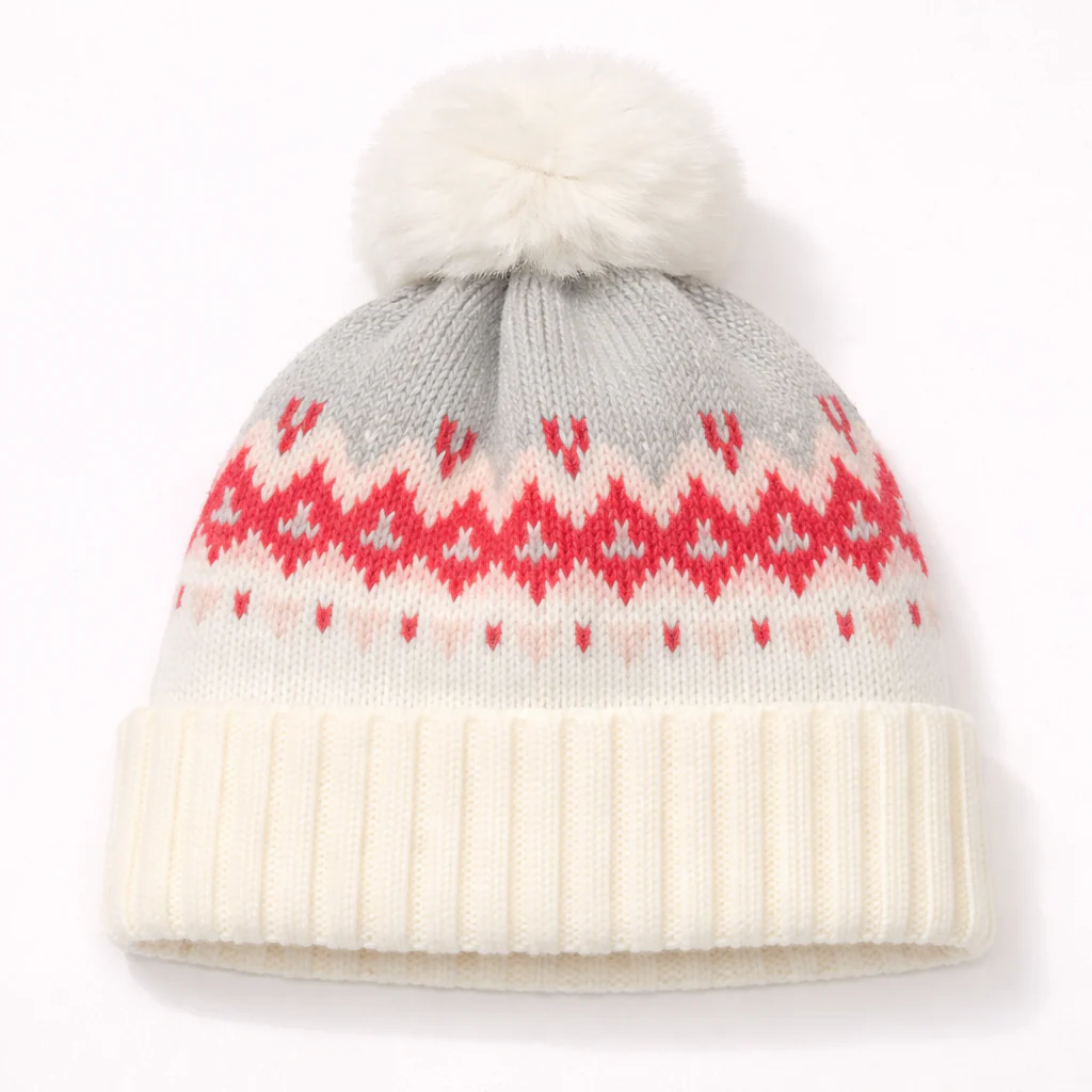 Kids Woolen Cap Zigzag White - Sunshine
