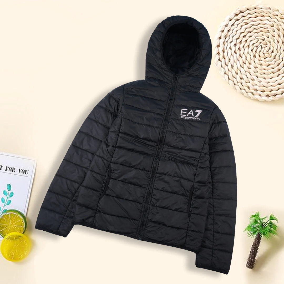 Ladies Hooded Puffer Jacket Black - Oolaa - Image 6