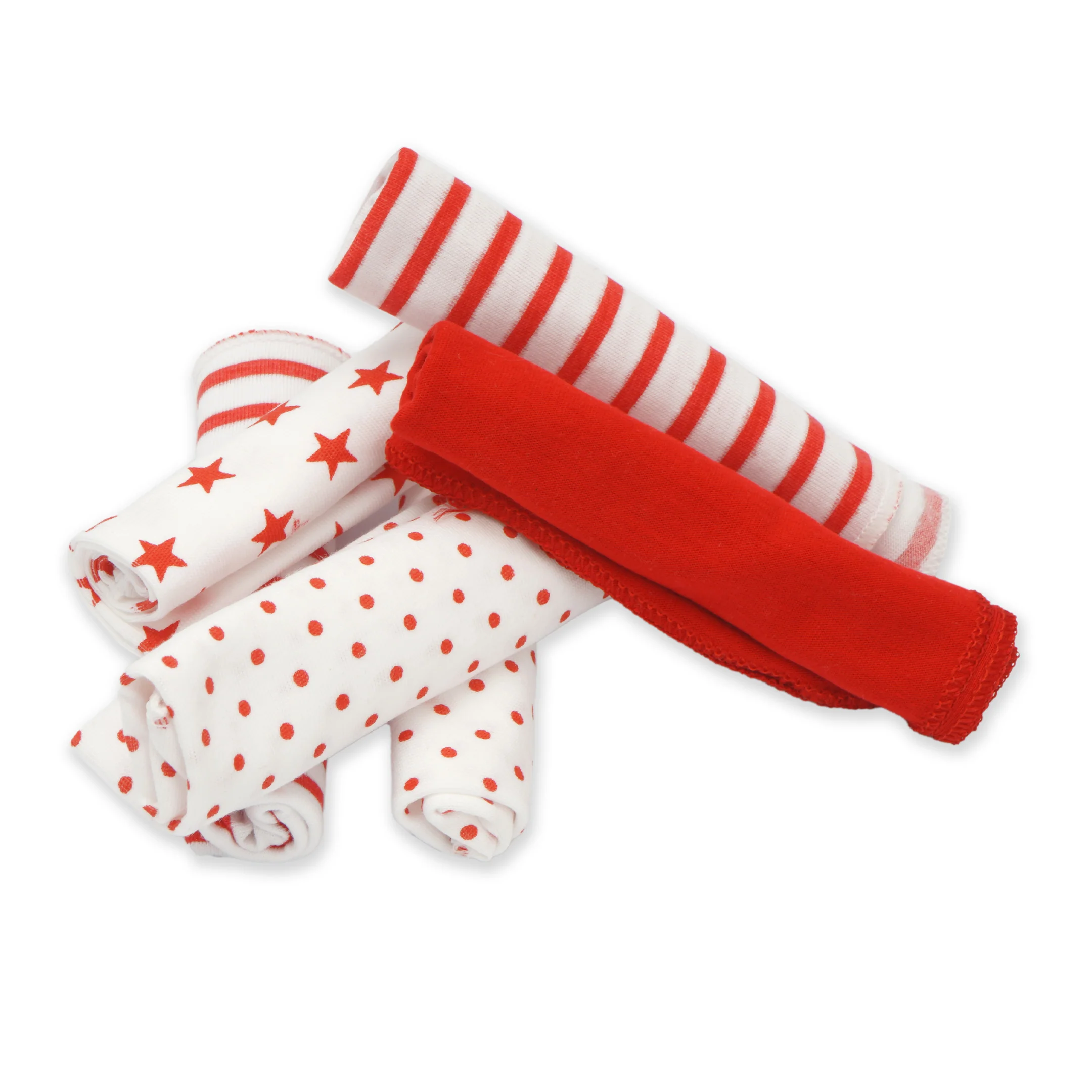 6Pcs Baby Washcloths Star Red & White - Sunshine - Image 4
