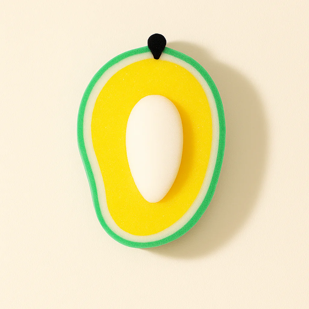 Baby Bath Sponge Fruit Mango Yellow - Sunshine - Image 3