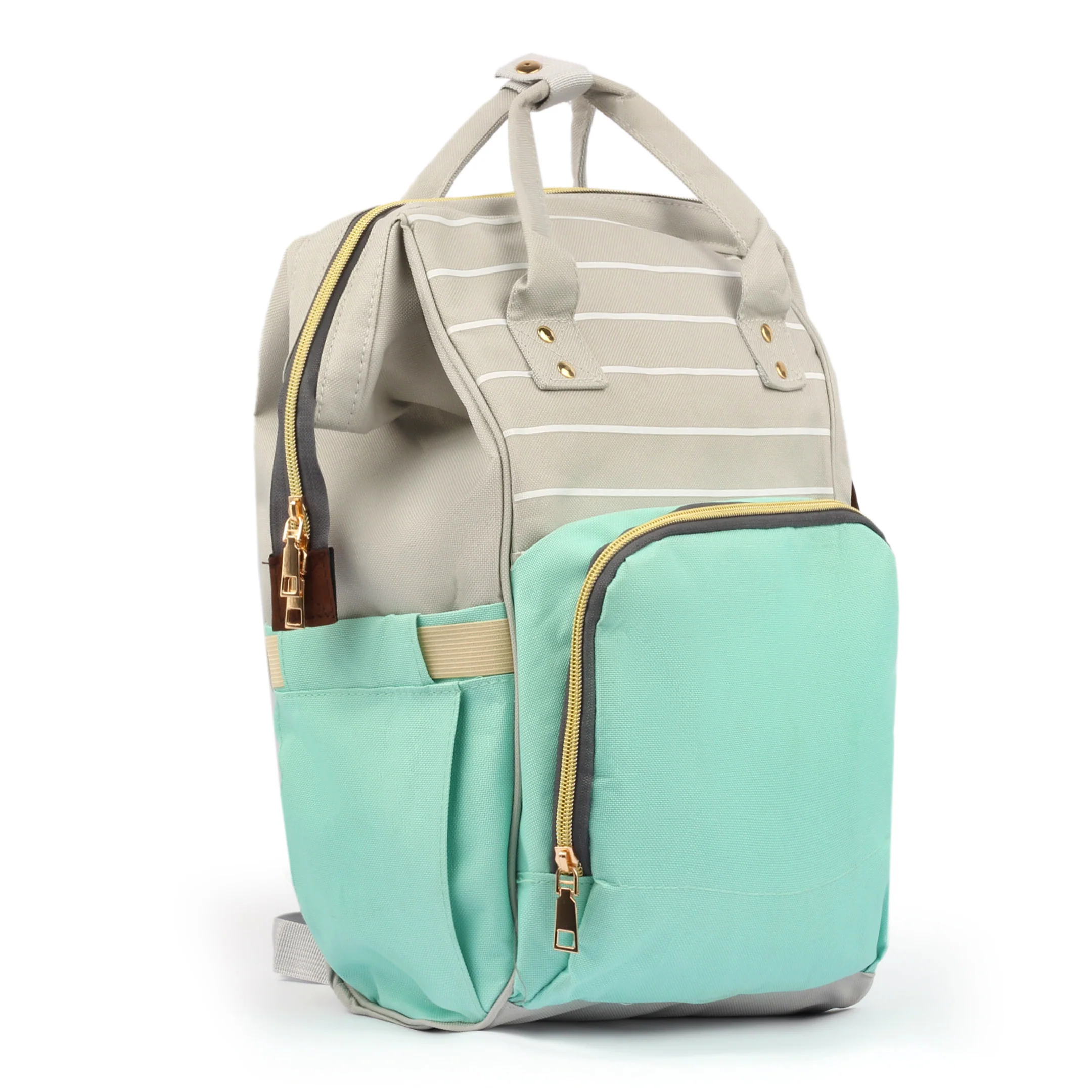 Baby Diaper Bag (Waterproof) Green & Grey - Sunshine