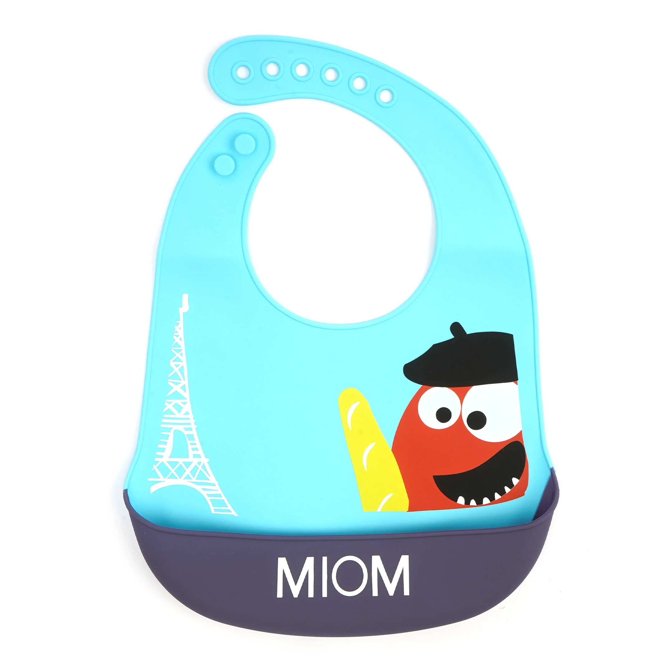 Baby Plastic Bib Monster Miom Sky Blue With Adjustable Strap - Sunshine