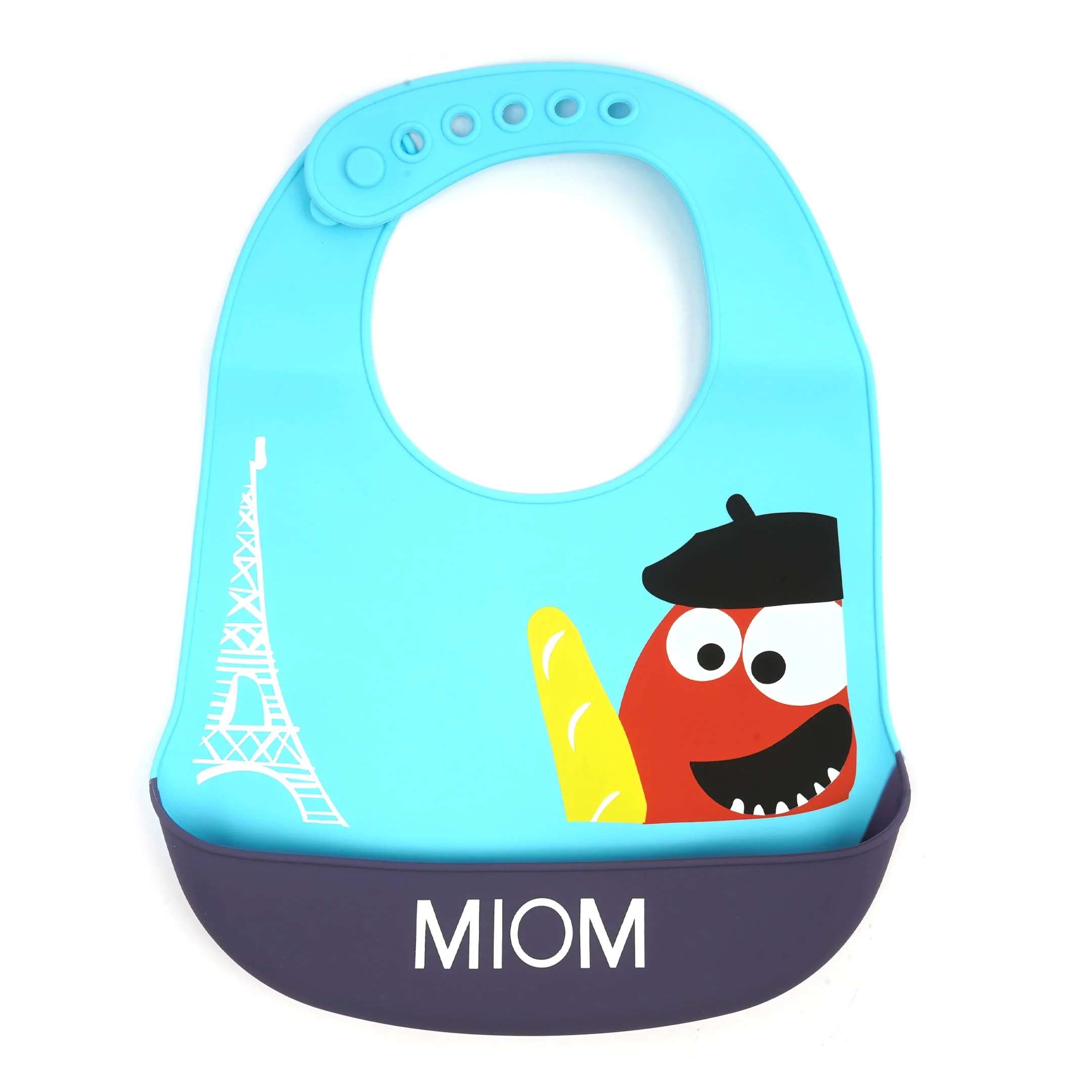 Baby Plastic Bib Monster Miom Sky Blue With Adjustable Strap - Sunshine - Image 2
