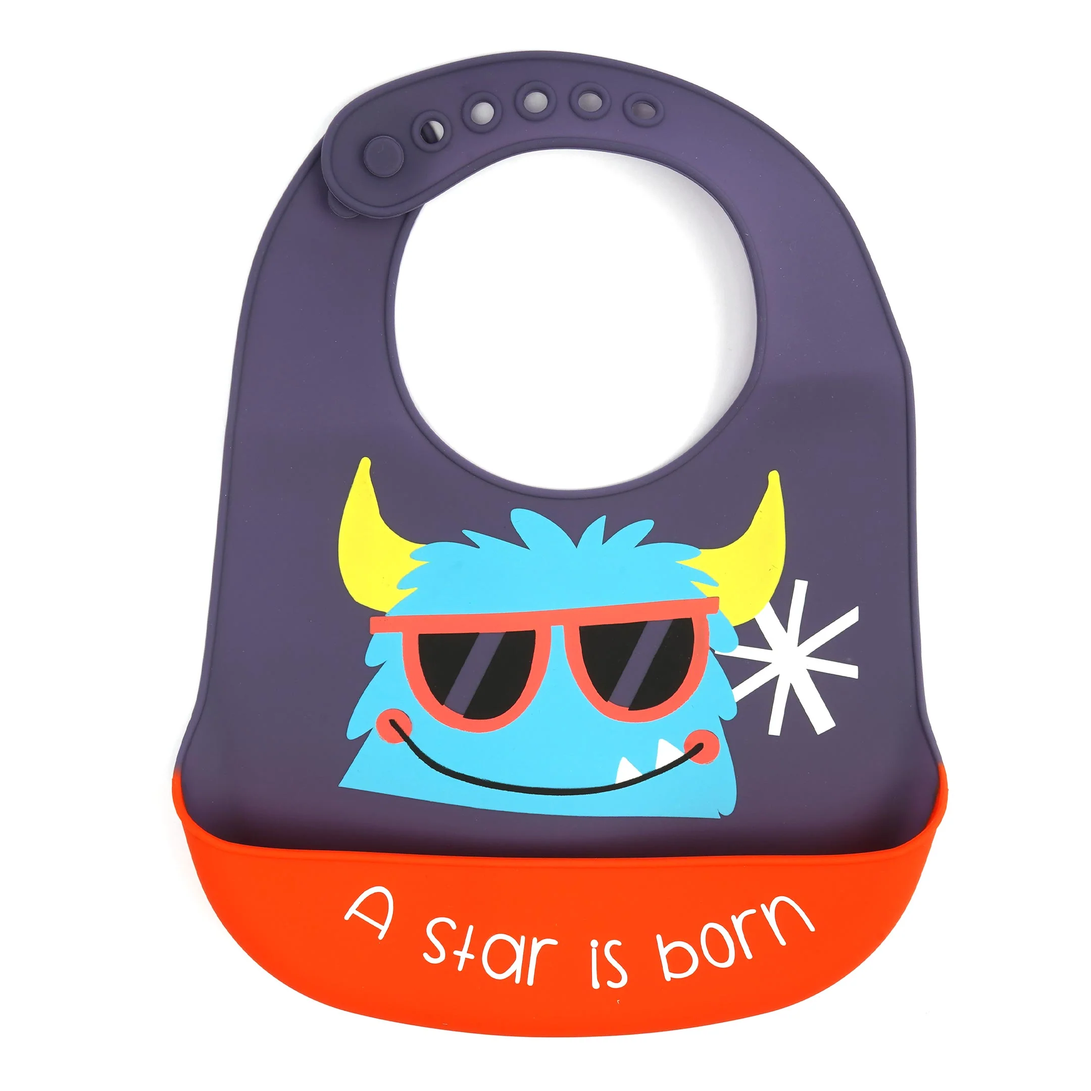 Baby Plastic Bib Monster Star Dark Blue With Adjustable Strap - Sunshine - Image 3