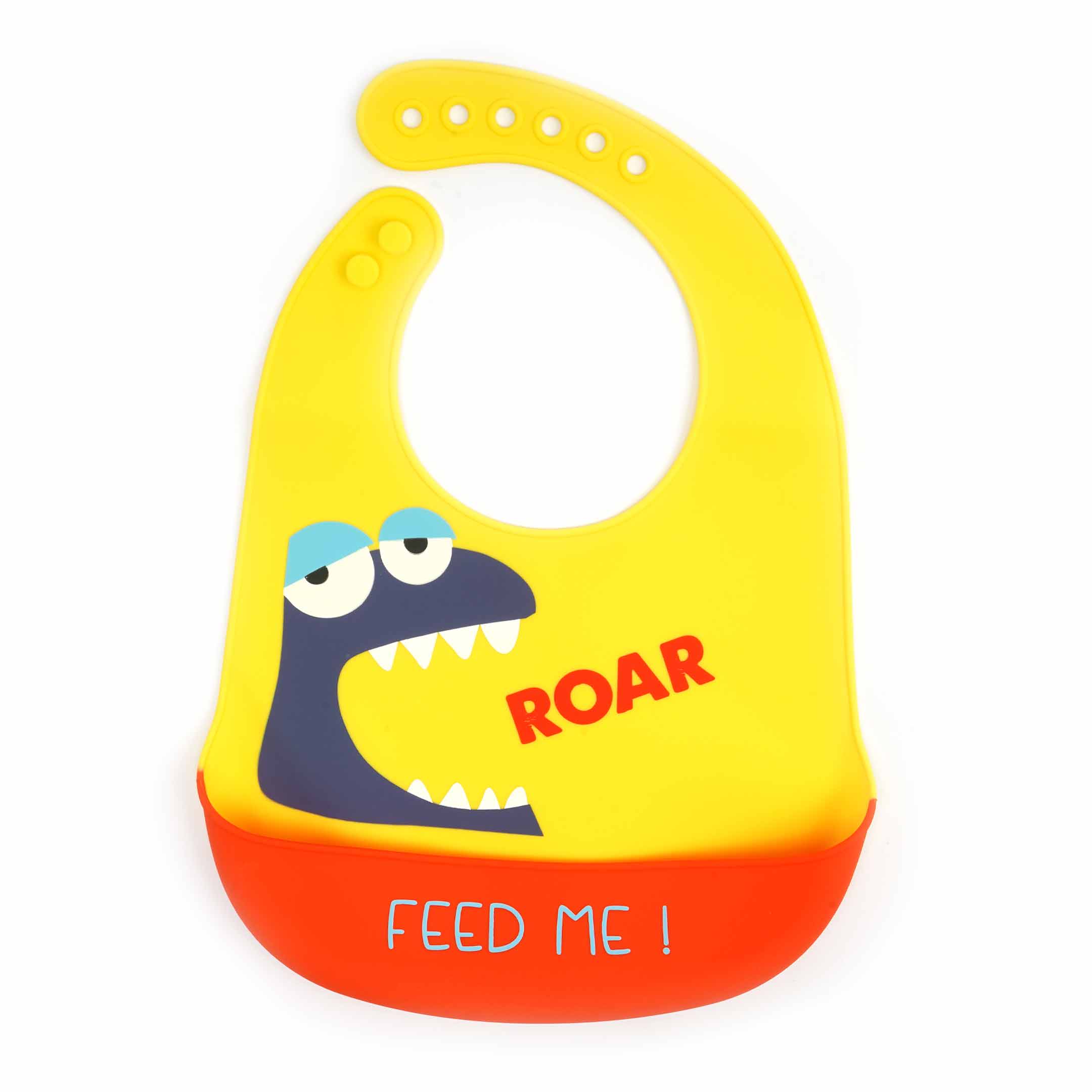 Baby Plastic Bib Monster Yellow With Adjustable Strap - Sunshine