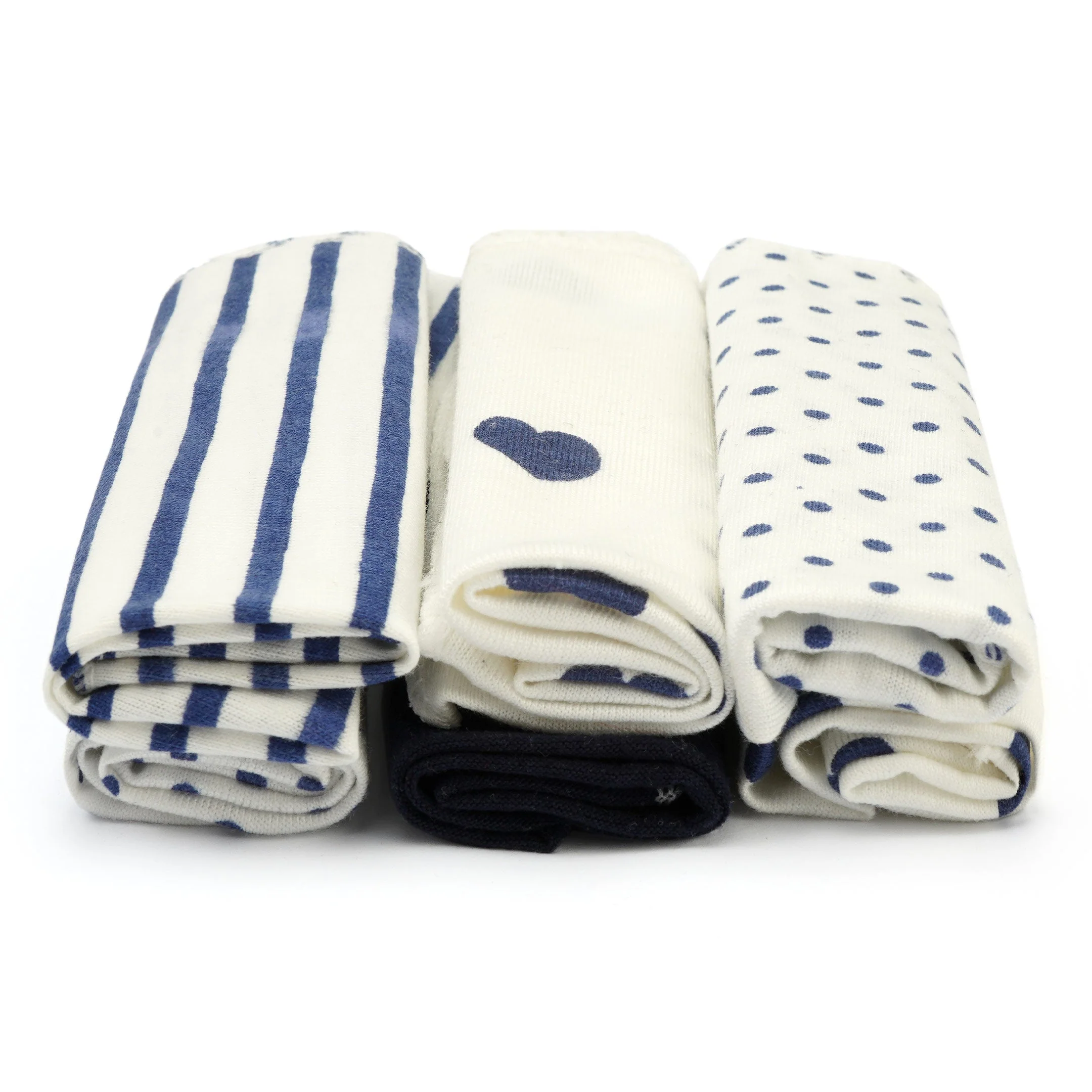 6Pcs Baby Washcloths Navy Blue & White - Sunshine - Image 3