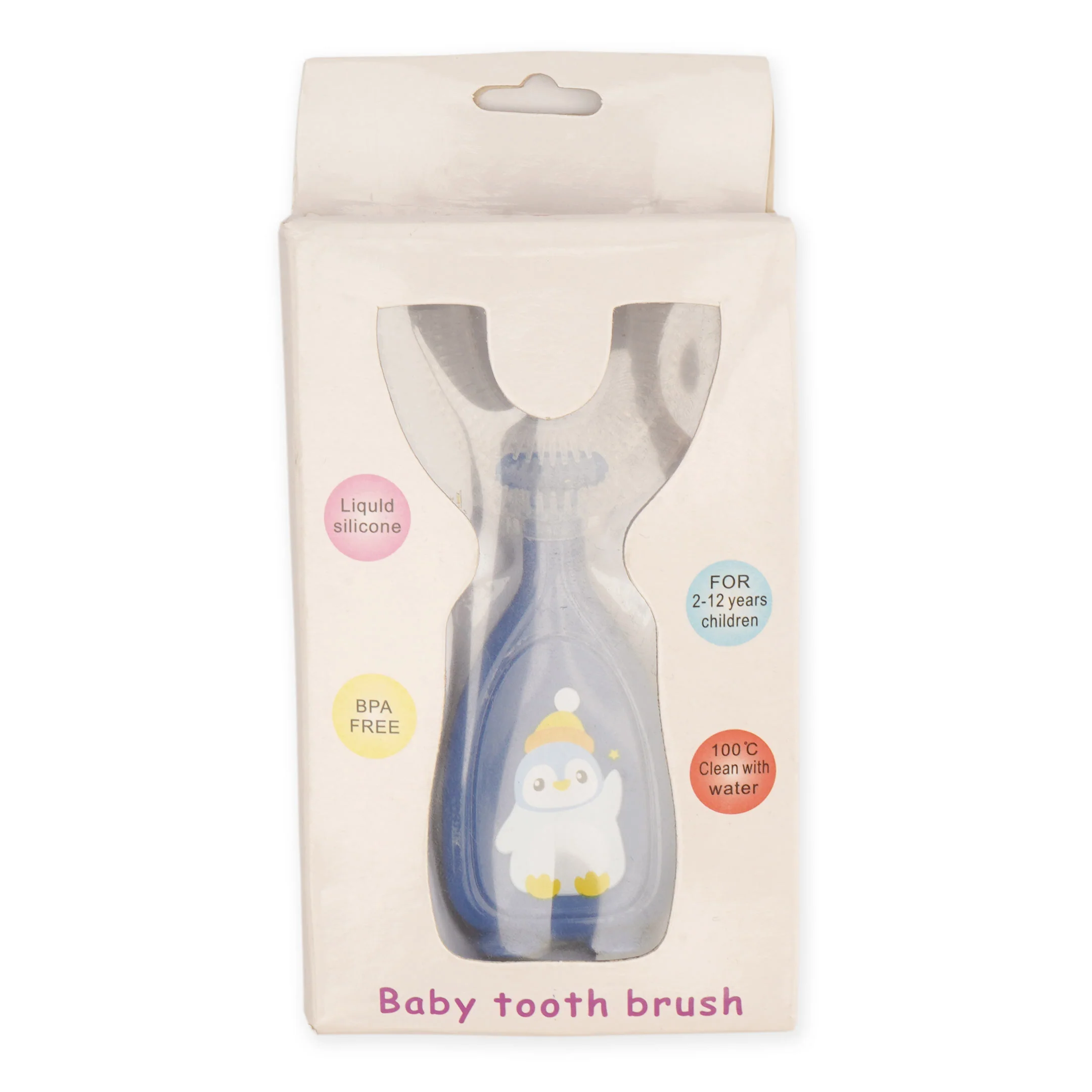 Kids U-Shape Toothbrush Penguin Blue - Sunshine - Image 2