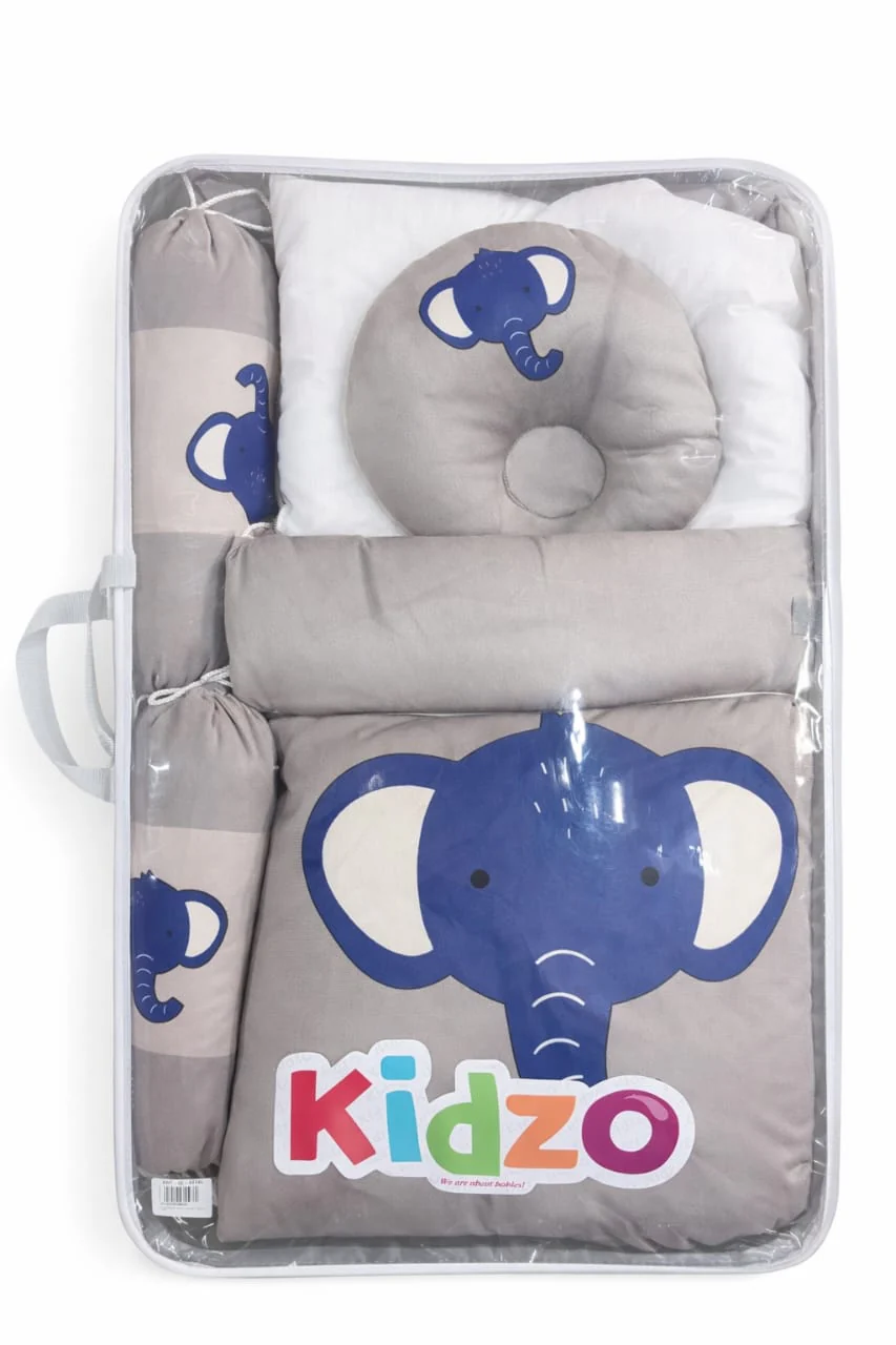 Little Star 6Pcs Bed Set Velvet Grey Elephant
