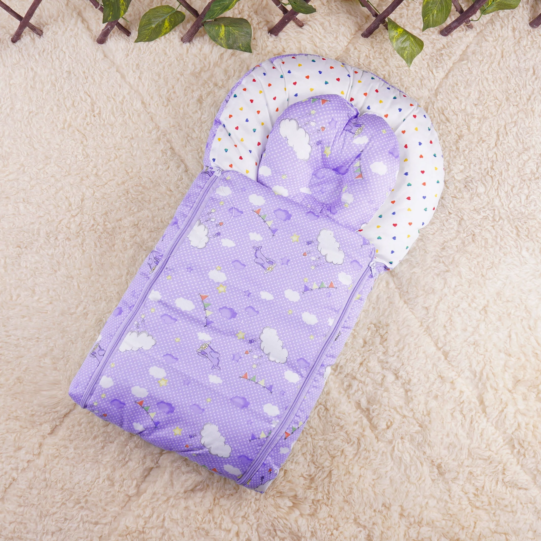 Little Star Baby 2Pcs Carry Nest Set Printed Purple