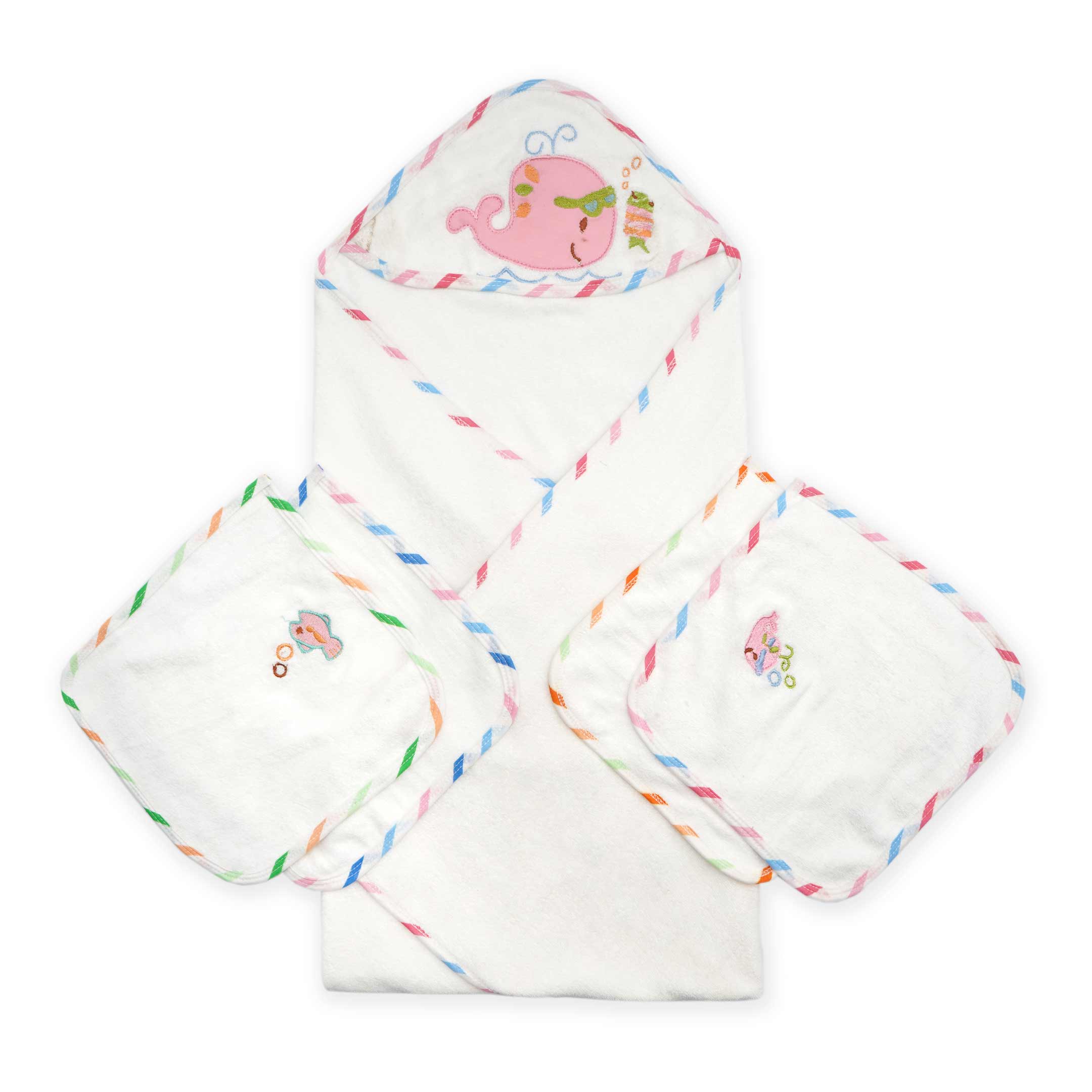 Little Star Baby Bath Towel 5 Pcs Pink Whale - Image 3