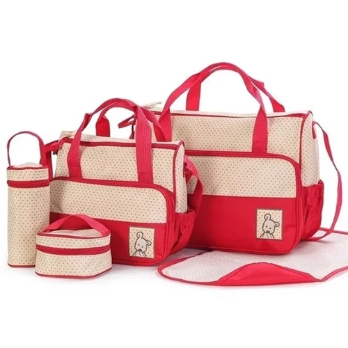 Baby Diapers Bag 5Pcs Red - Sunshine