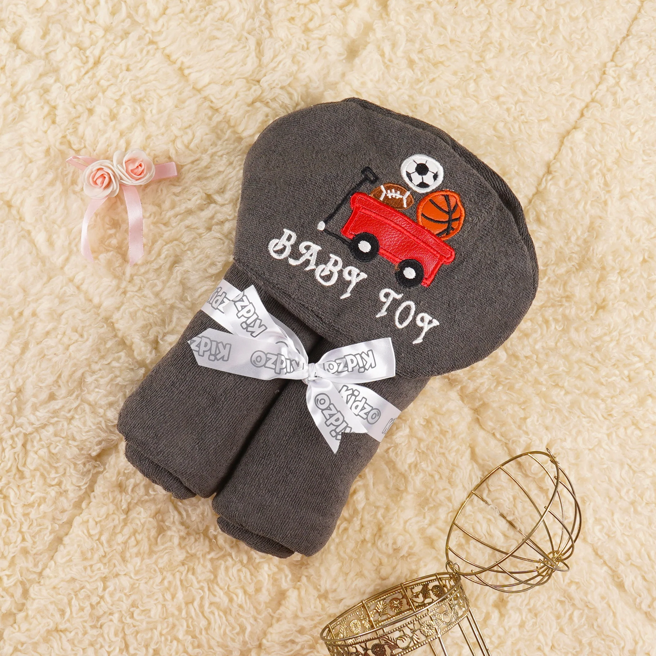 Little Star Baby Hooded Towel Cart Dark Grey