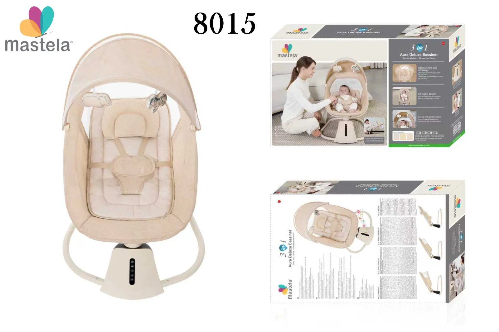 Mastela Aura Deluxe Bassinet & Swing Beige - Image 2