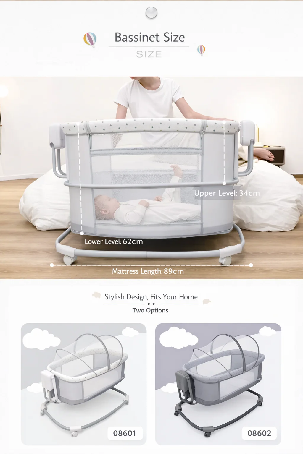 Mastela Baby Bedside 3in1 Electric Swing Mocha Purple Grey - Image 12