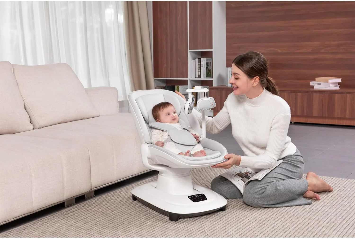 Mastela Deluxe Multi-Motion Baby Cradle White - Image 6