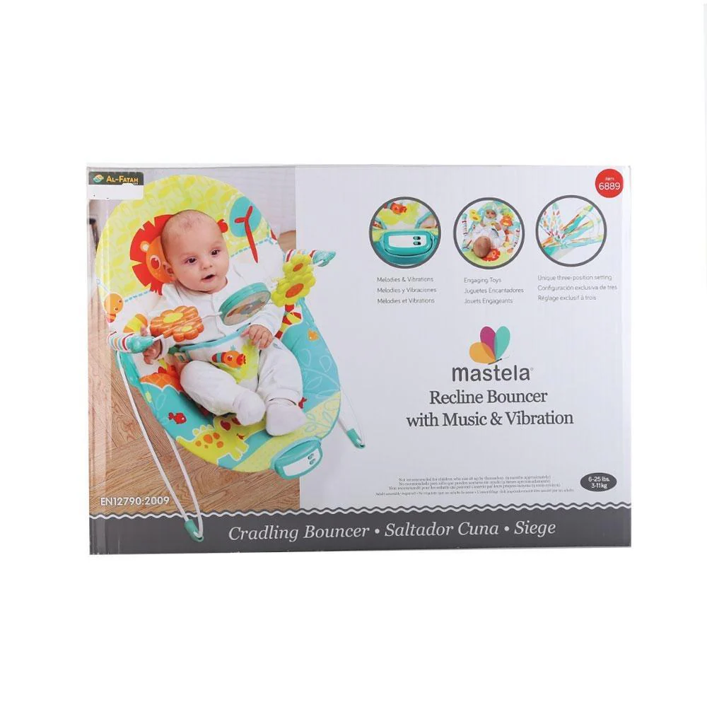 Mastela Music & Vibrations Recline Bouncer Lion Green - Image 2