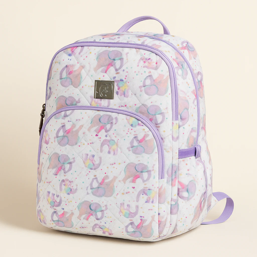Multi-Purpose Travel & Diapers Bag (Waterproof) Elephant Purple - Image 3