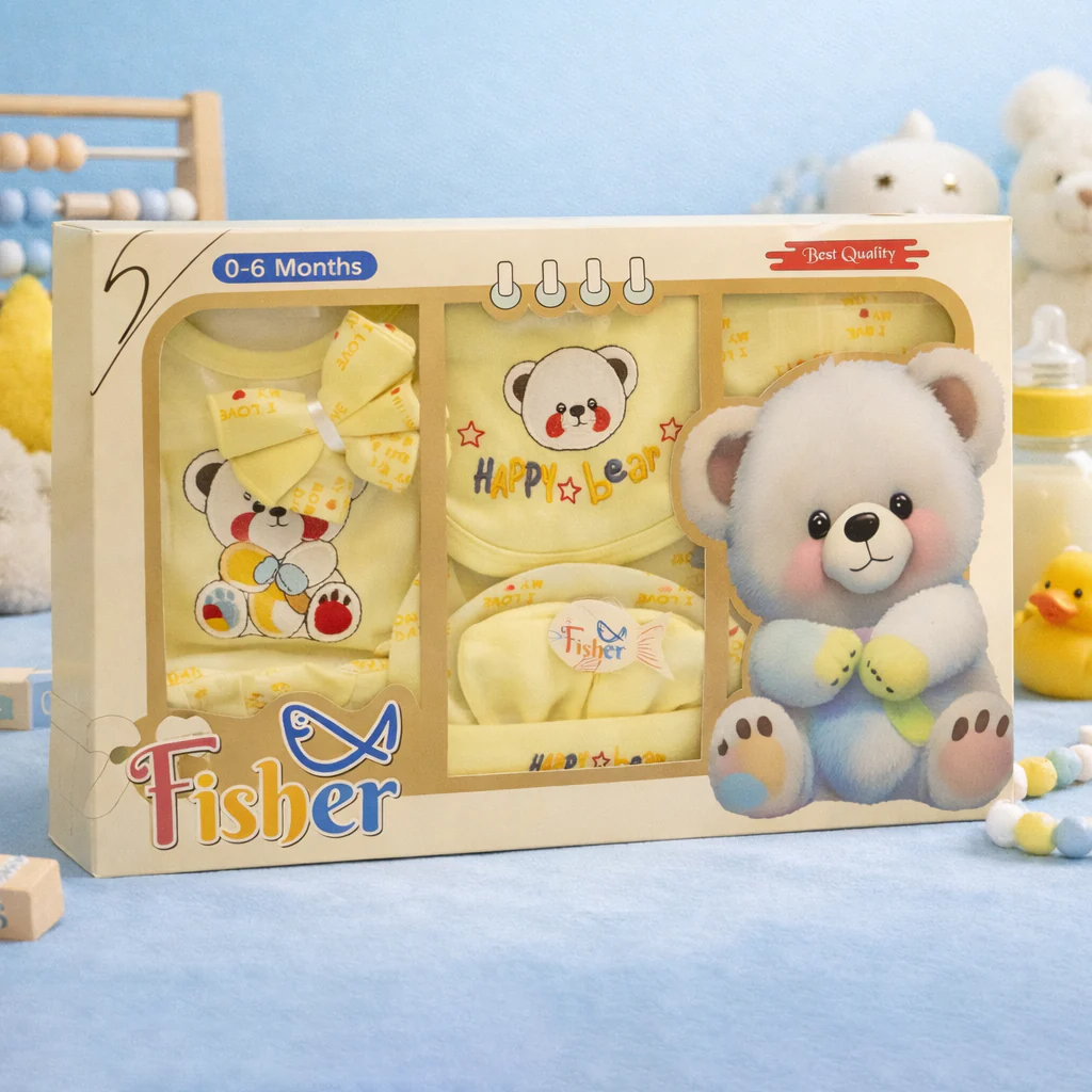 Newborn Baby 10Pcs Gift Set Bear Yellow - Sunshine - Image 3