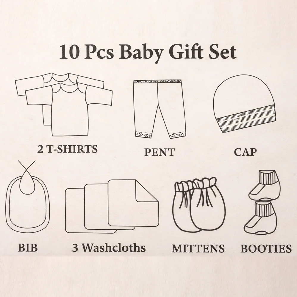 Newborn Baby 10Pcs Gift Set Car Yellow - Sunshine - Image 2