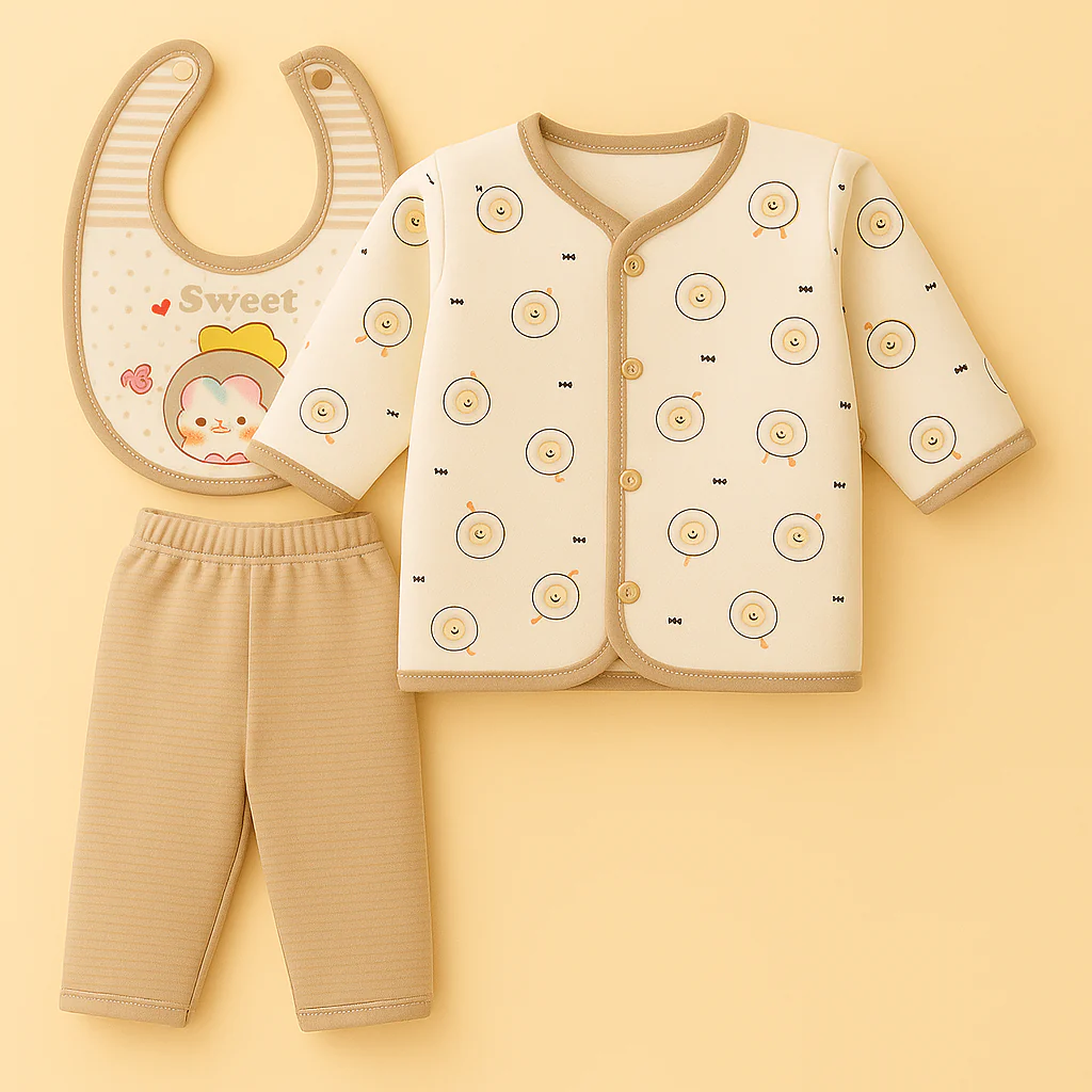 Newborn Baby 3Pcs Warm Gift Set Sweet Brown - Sunshine