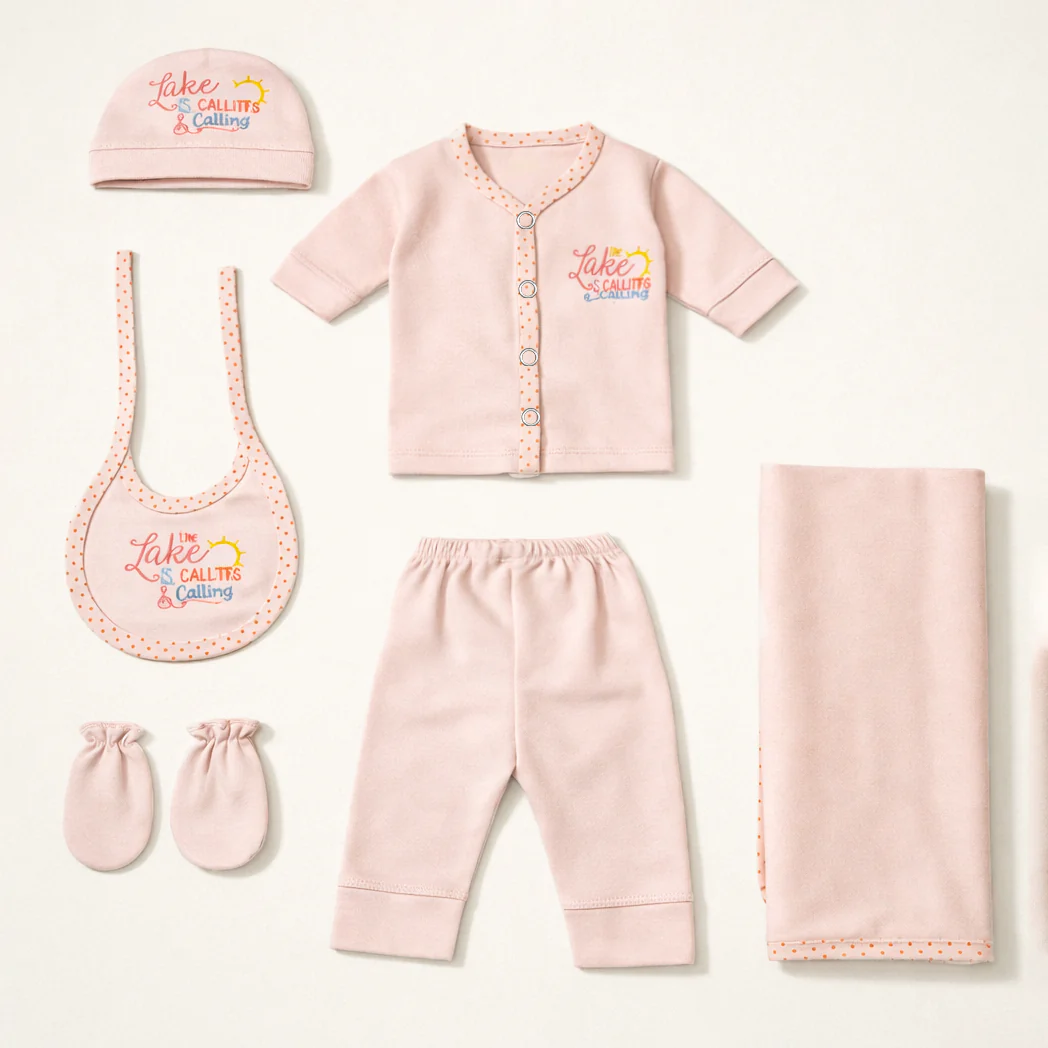 Newborn Baby 6Pcs Cotton Gift Set Lake Baby Pink - Sunshine